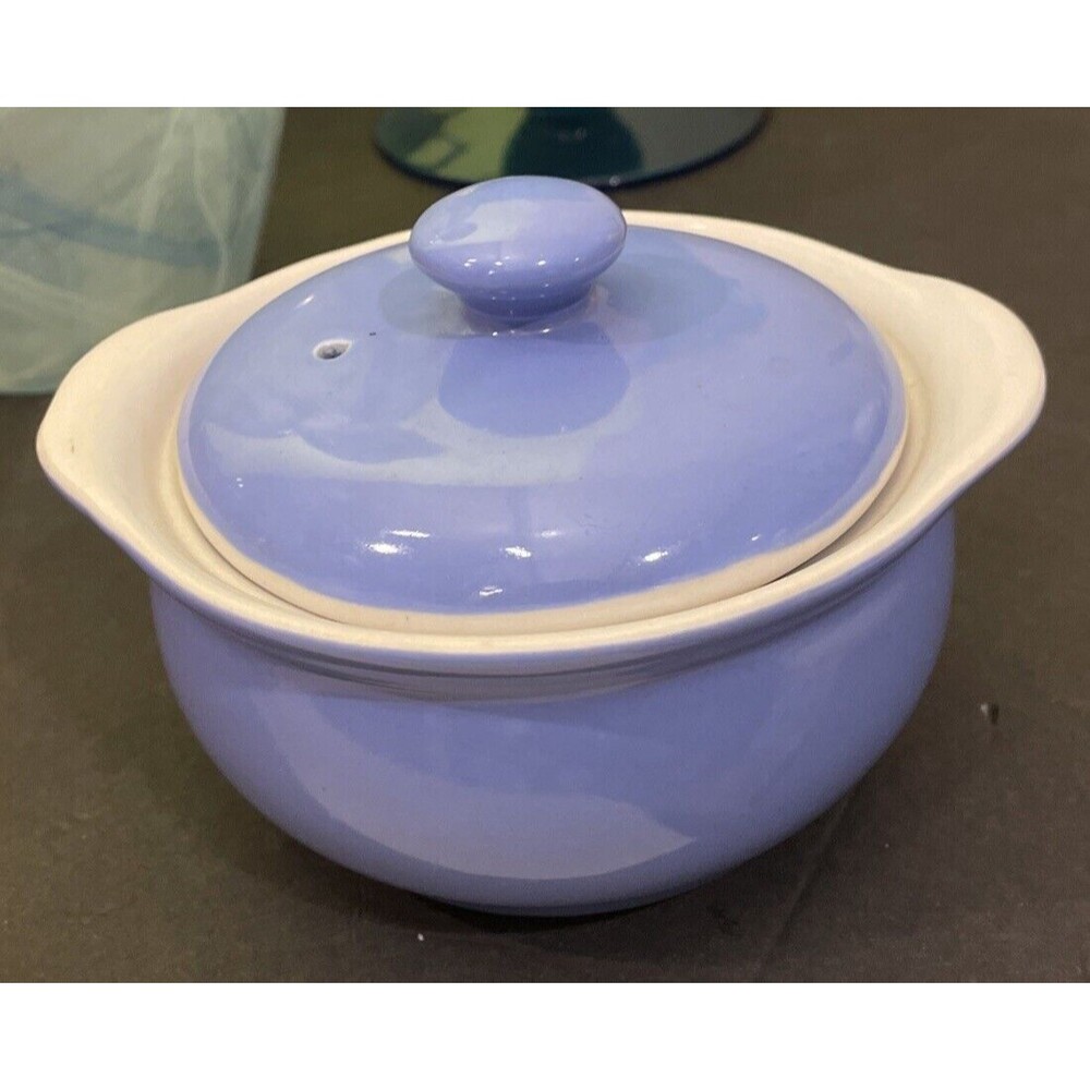 Vintage Blue Hall Covered Casserole Dish with Vent Hole